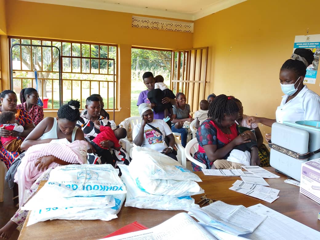 Mothers and children at an immunisation session